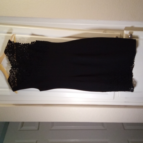 Elie Tahari Black Shift Sleeveless Dress with Lace Size 4 - Picture 10 of 11